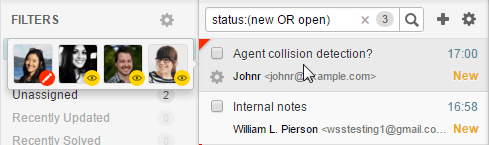 Agent collision in a tickets list